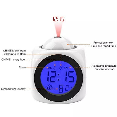 Reloj De Proyeccion Con Alarma Blanco